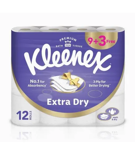 مناديل حمام كلينكس تجفيف ناعم 9+3 مجانا