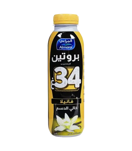 حليب المراعي بروتين بنكهة فانيلا خالي الدسم 400 مل