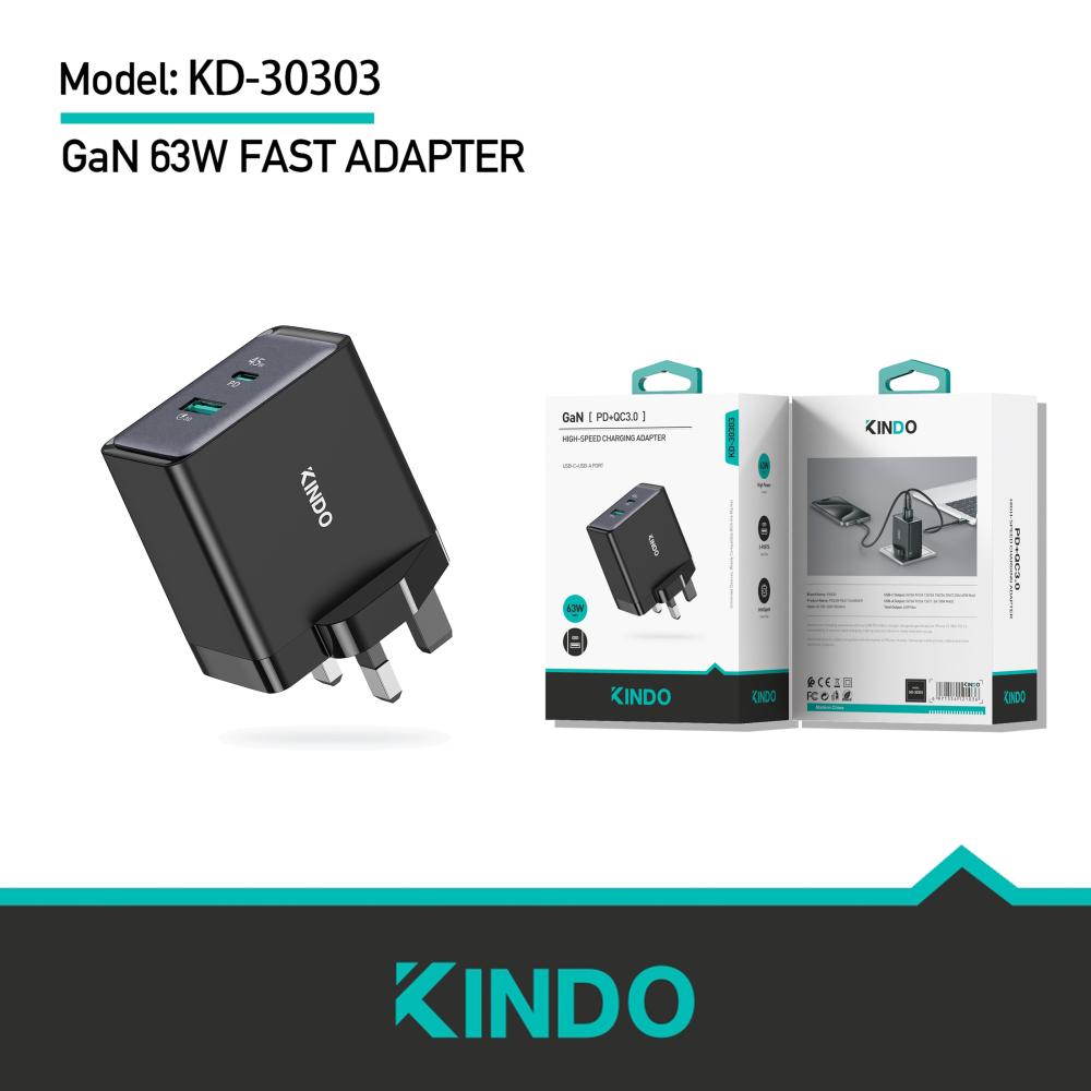 رأس شاحن بقوة 63W بأثنين مداخل من ماركة KINDO