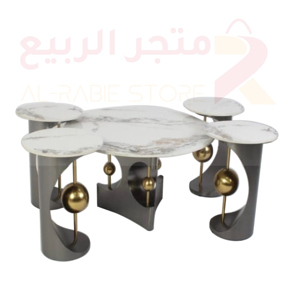 طقم طاولات كنب بسطح سيراميك 5قطع رقم 10548