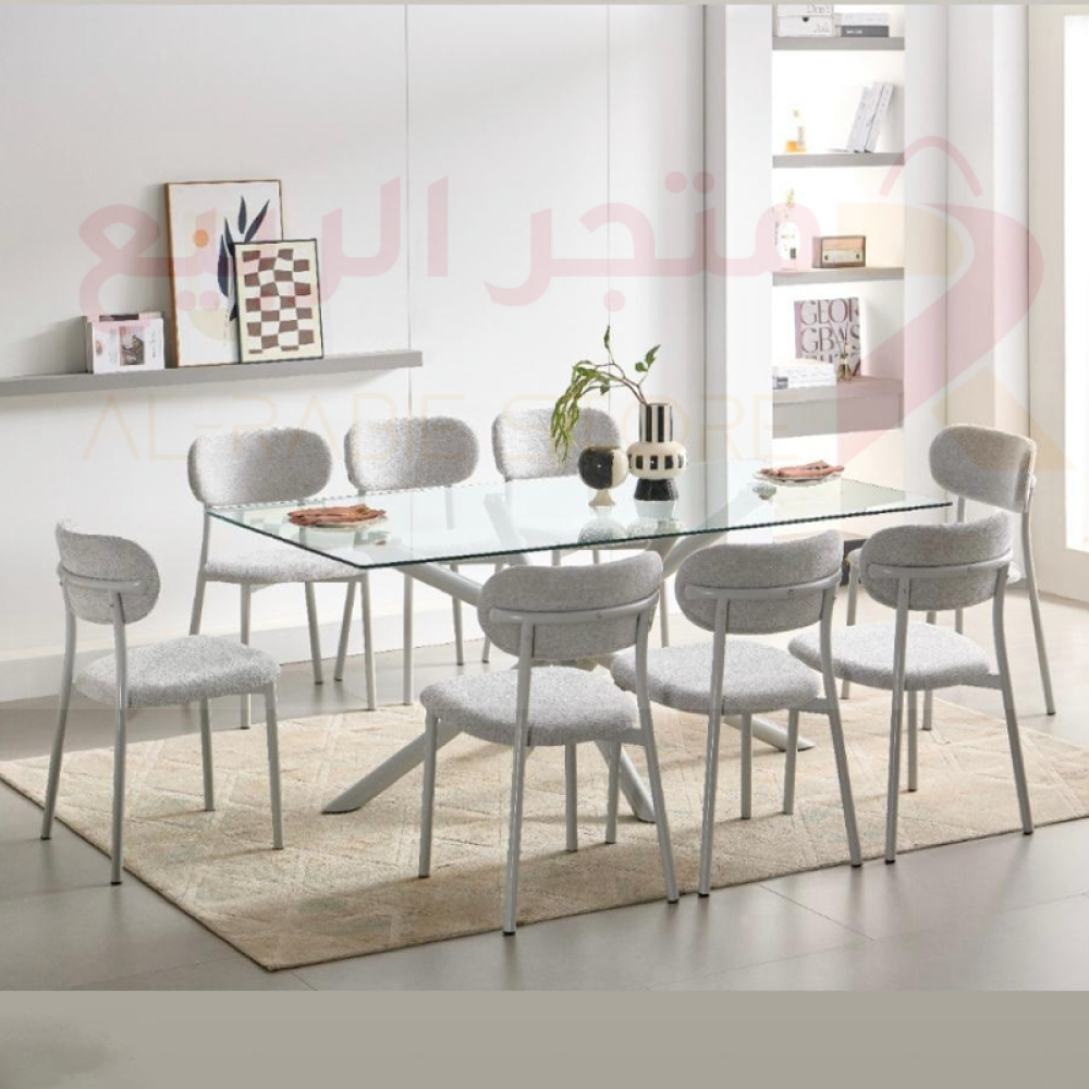 طاولة طعام زجاج مستطيل 8كراسي رقم 22C15