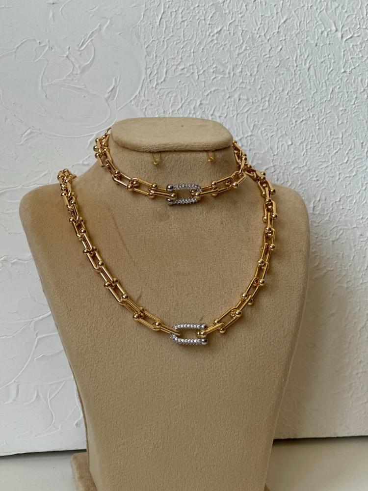 طقم بتصميم مستوحى من تيفاني  مطلي ذهب .                            MS-048