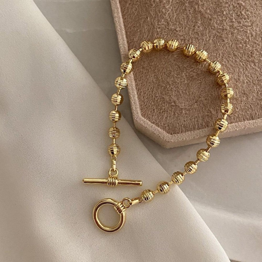 سلسلة من الكرات المطلية ذهب عيار ١٤ .                    MB-070