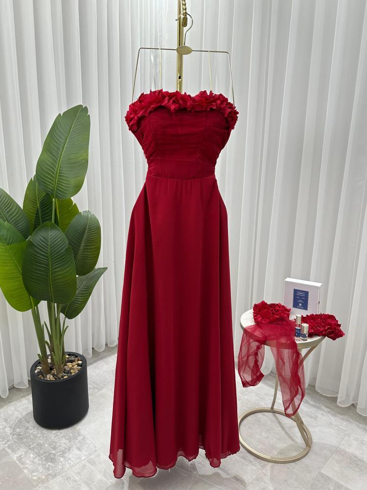 فستان حوامل شيفون بأكمام ورود