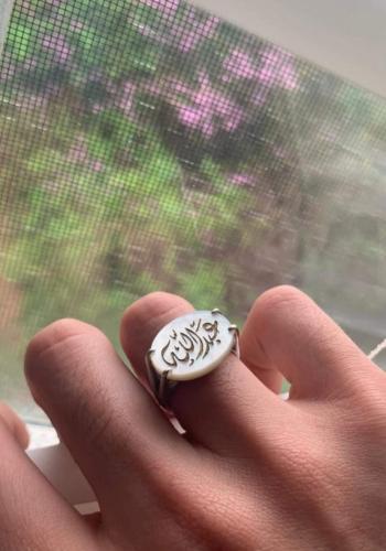 خاتم فضه بالاسم من احجار الصدفي