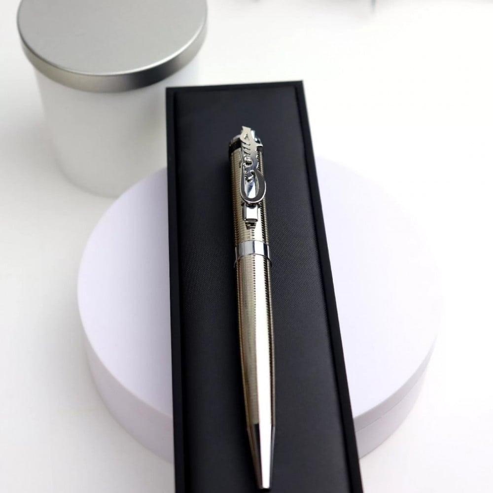 قلم بالاسم لون فضي مميز