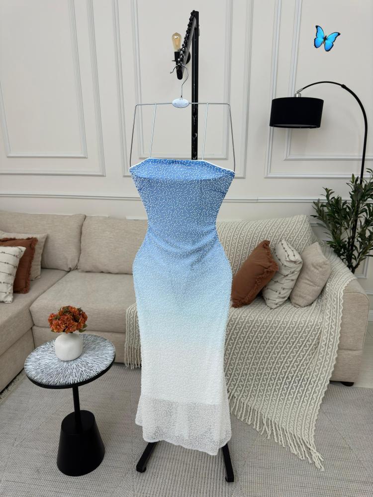 فستان سهره شك مموج - فساتين لؤلؤتي