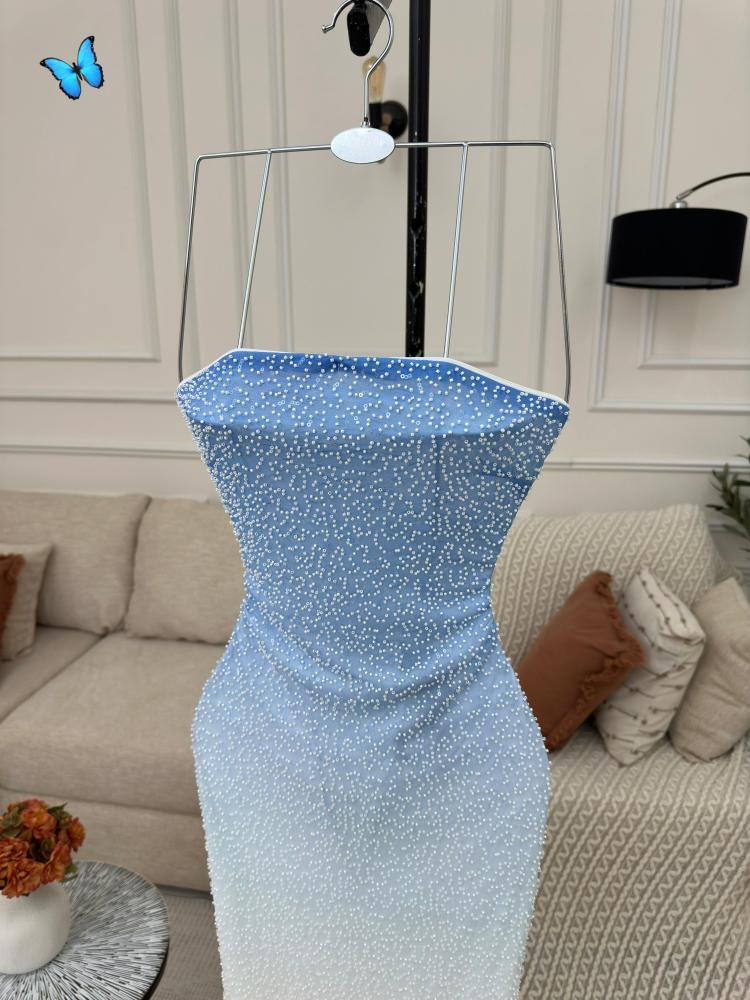 فستان سهره شك مموج - فساتين لؤلؤتي