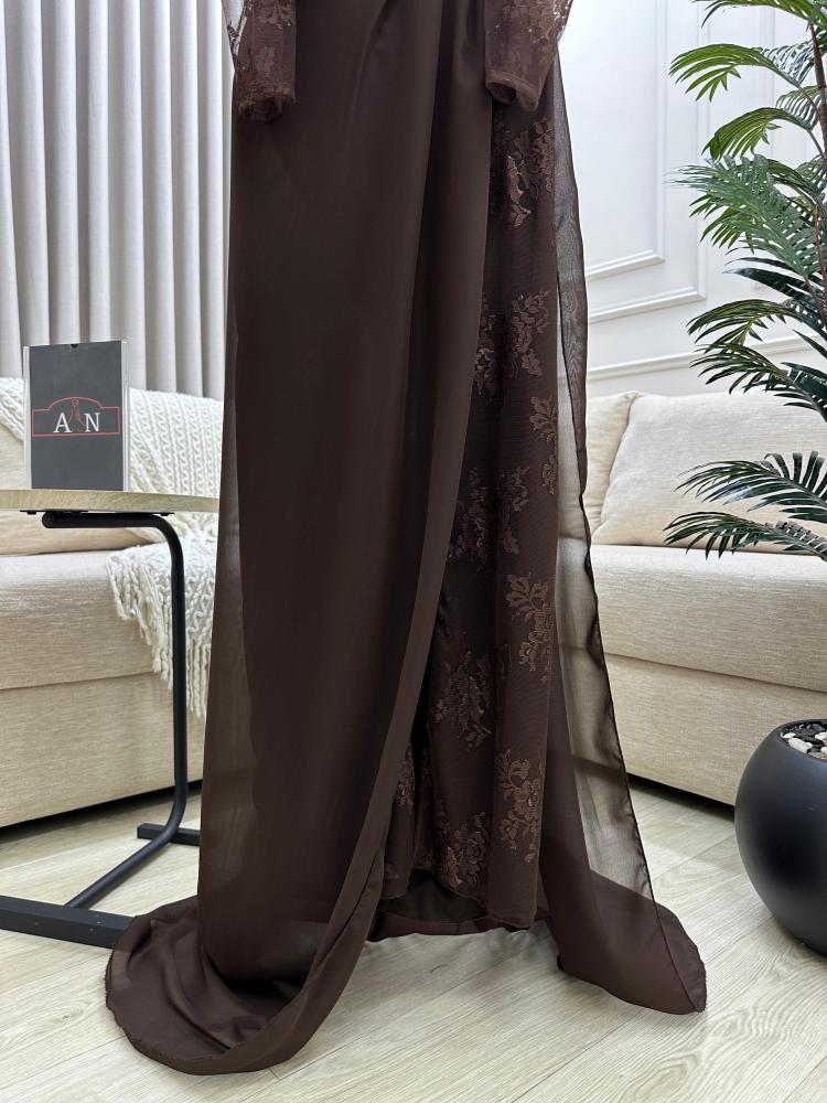 فستان سهرة اوف شولدر بني