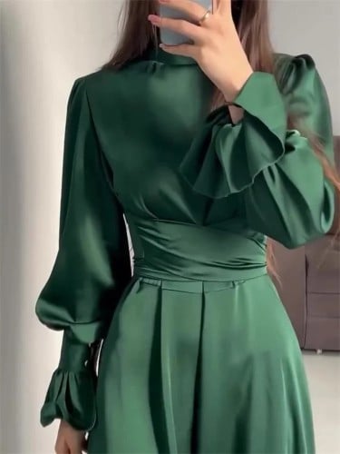 فستان ماكسي أنيق للنساء بأكمام طويلة