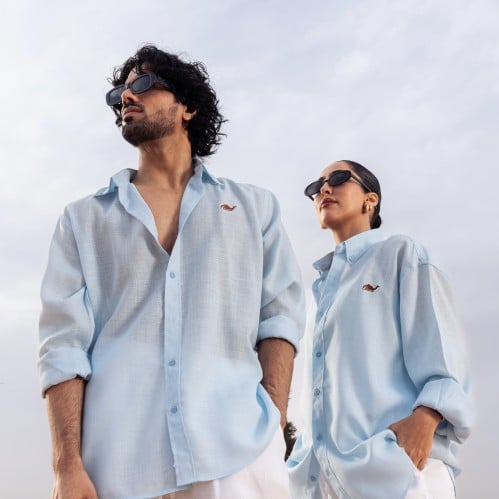 SKY BLUE Linen shirts