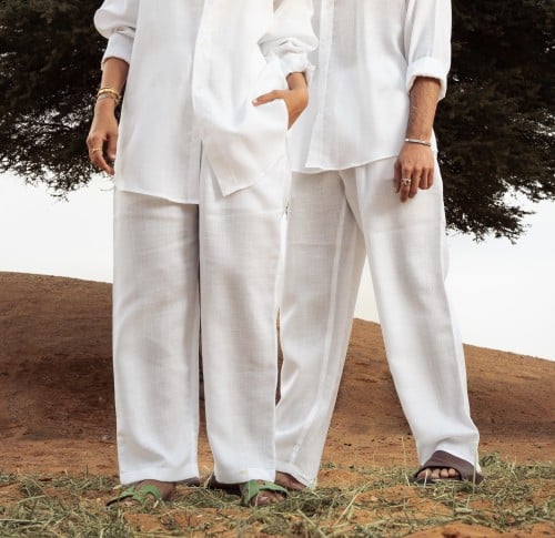 White linen pants