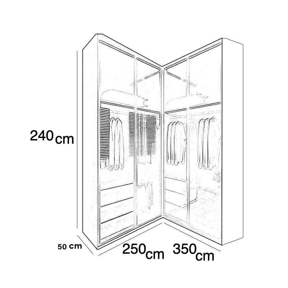 خزانة ملابس أبيض 600×50×250سم