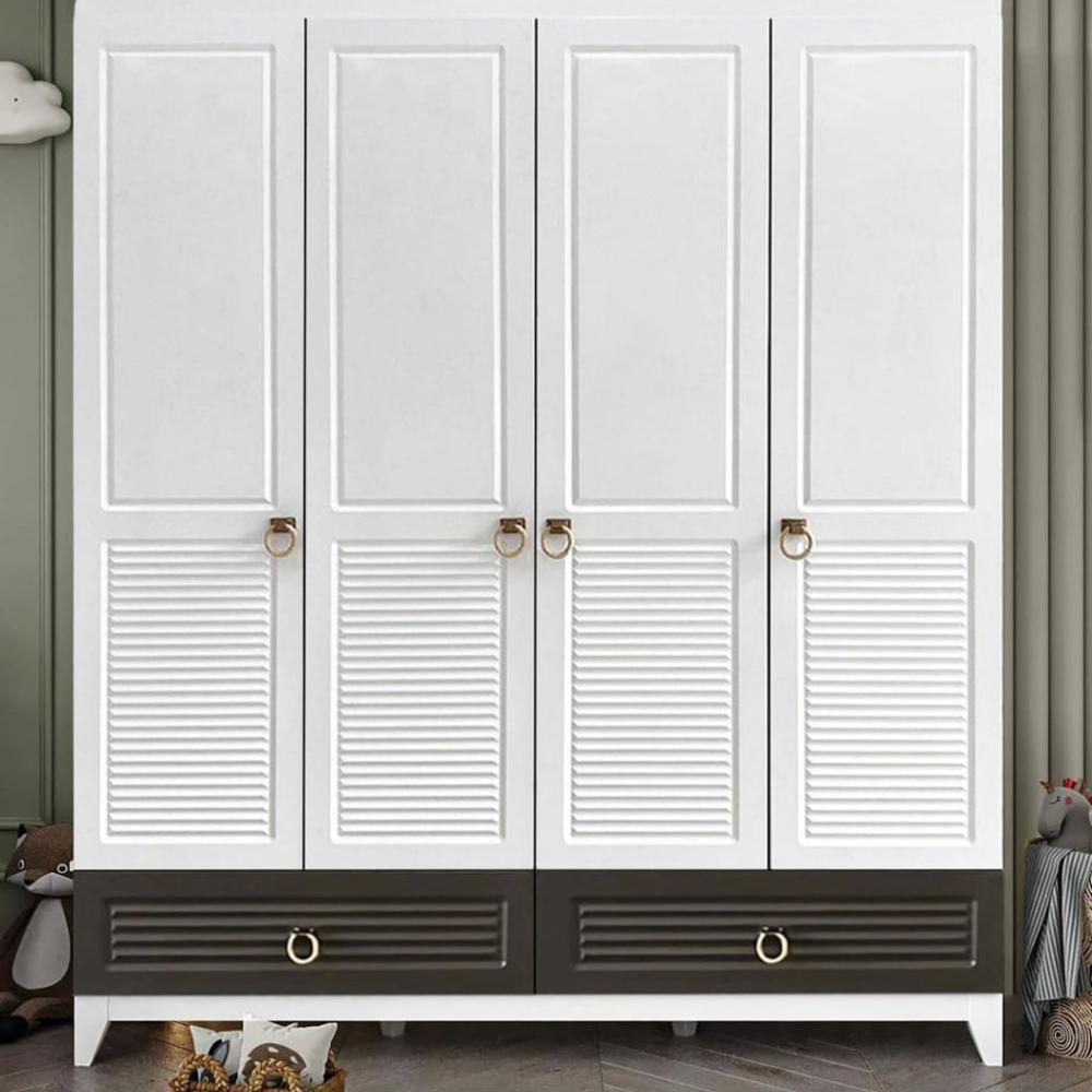 خزانة ملابس أبيض ورمادي 150 50 250 سم من متجر بيتي السعودية