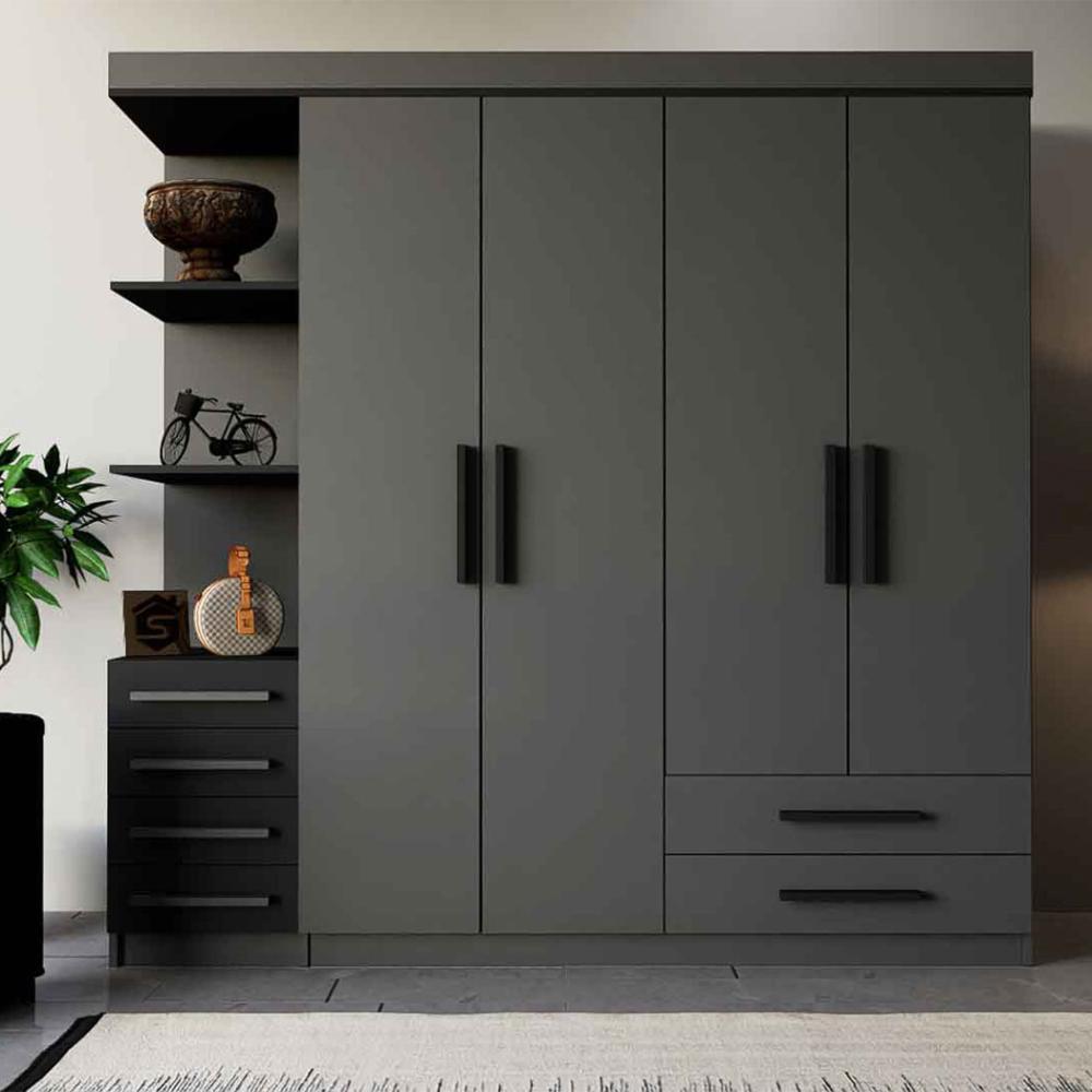 خزانة ملابس رمادي و أسود 200 50 200سم