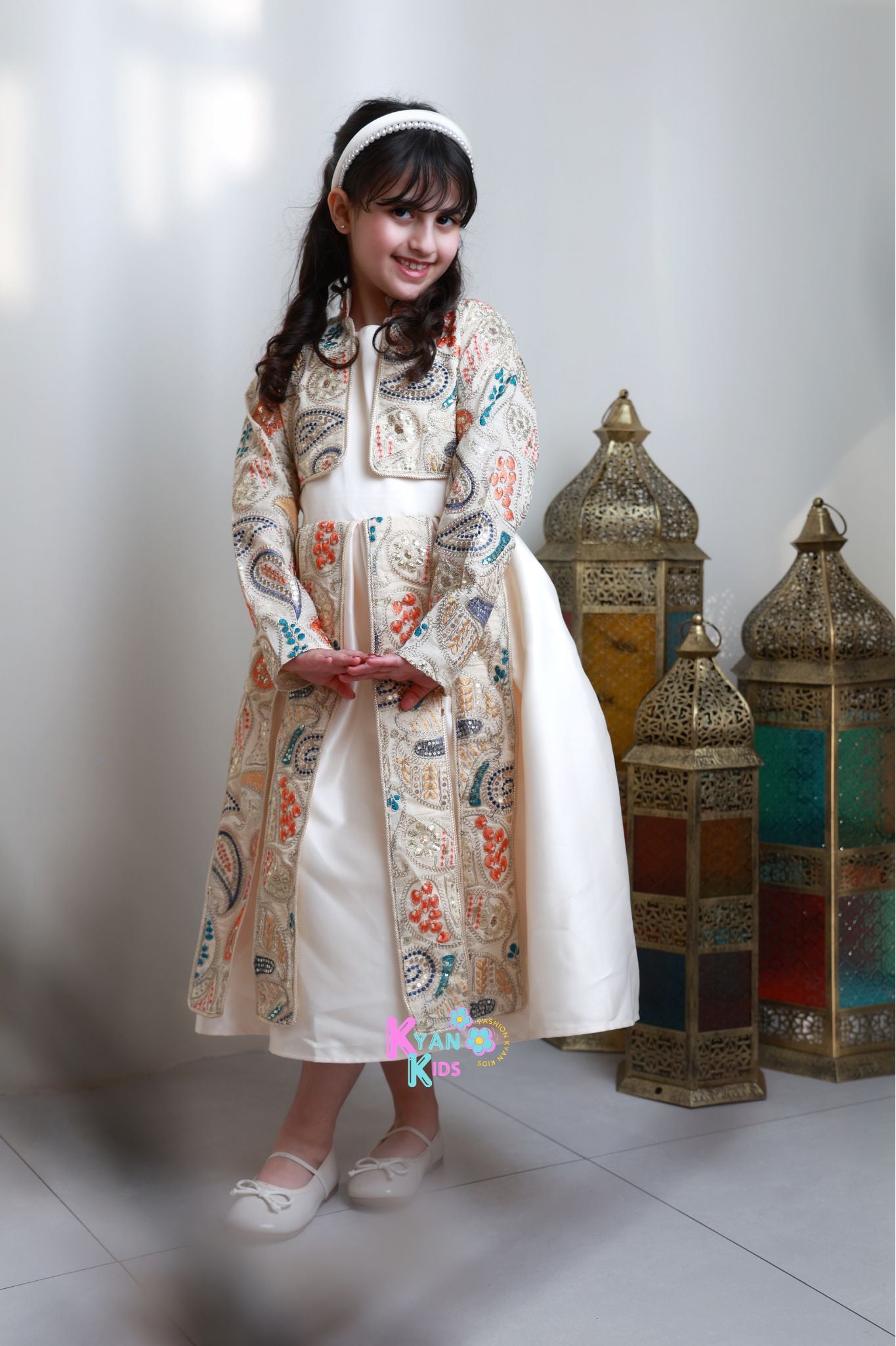 Girls Embroidered Rabiana Dress with Jacket Ramadan & Eid Collection | Kyan Kids - Kyan Kids Saudi Brand Girls Embroidered Rabiana Dress with Jacket Ramadan & Eid Collection | Kyan Kids - Kyan Kids Saudi Brand