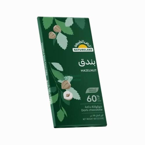 شوكولاتة داكنة بالبندق عضوية ارض الطبيعة 100جم