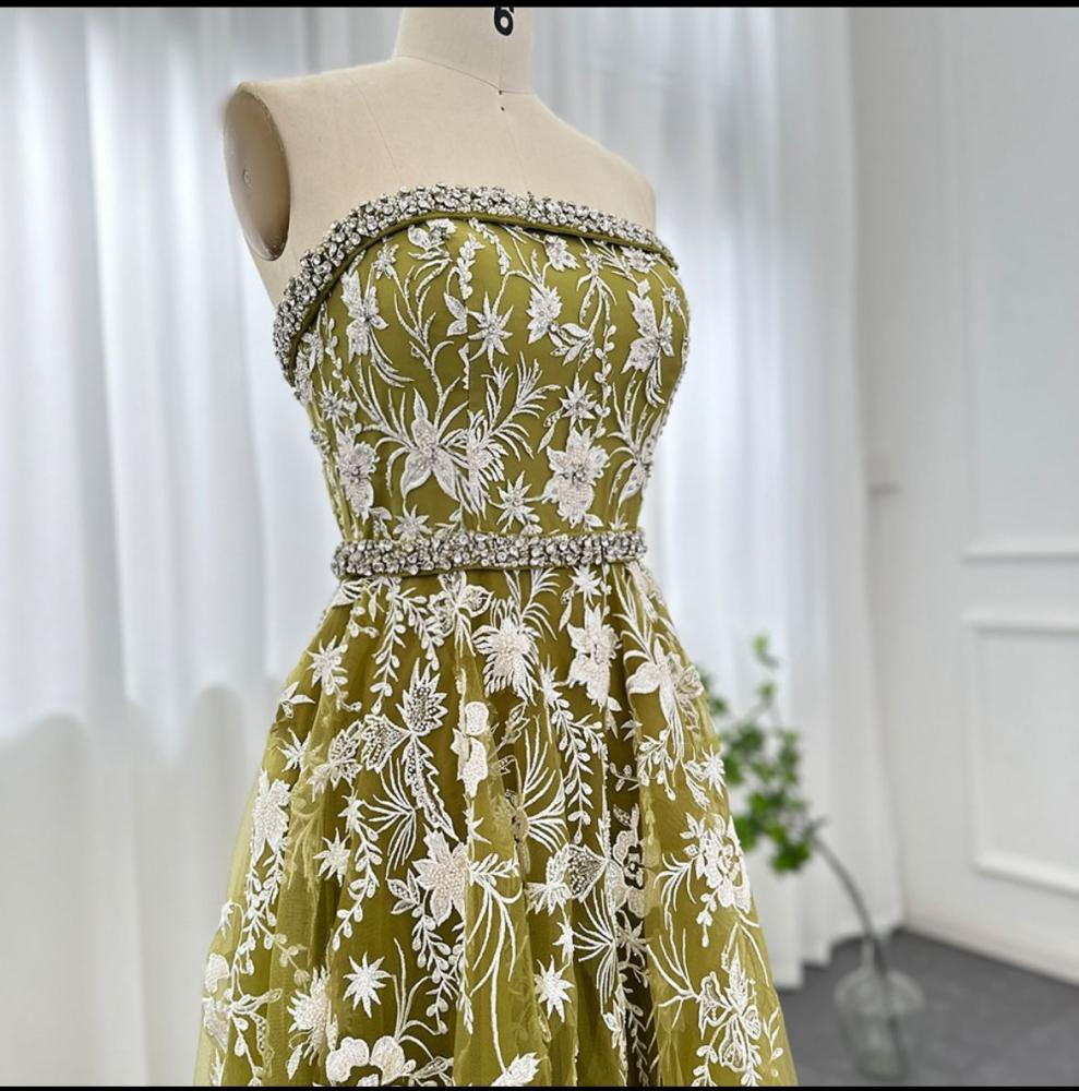 Luxurious olive green floral print queen dress from Samara Boutique -  Samara.boutique
