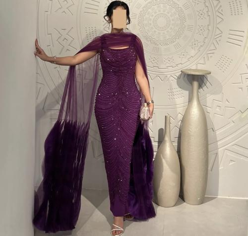 فستان سهرة ناعم من سمارا بوتيك بنفسجي