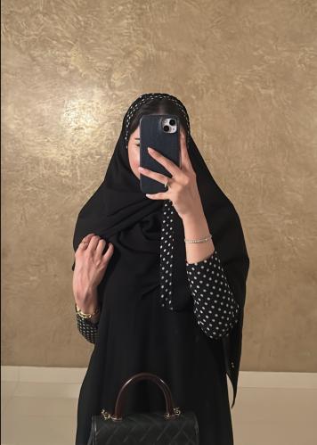 عباية(كريب+ شيفون منقط)