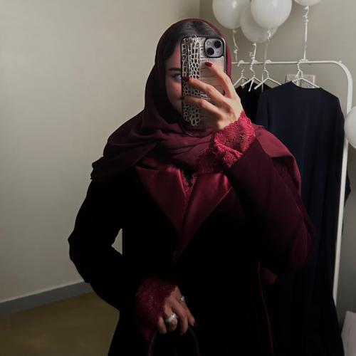 عباية( مخمل عنابي-دانتيل-ستان)