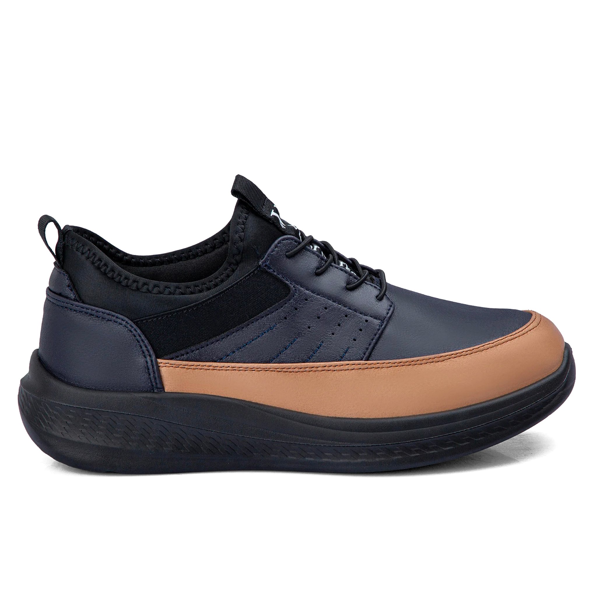 حذاء كاجوال جلد طبي من فيكتور كلارك - اسود وبيج