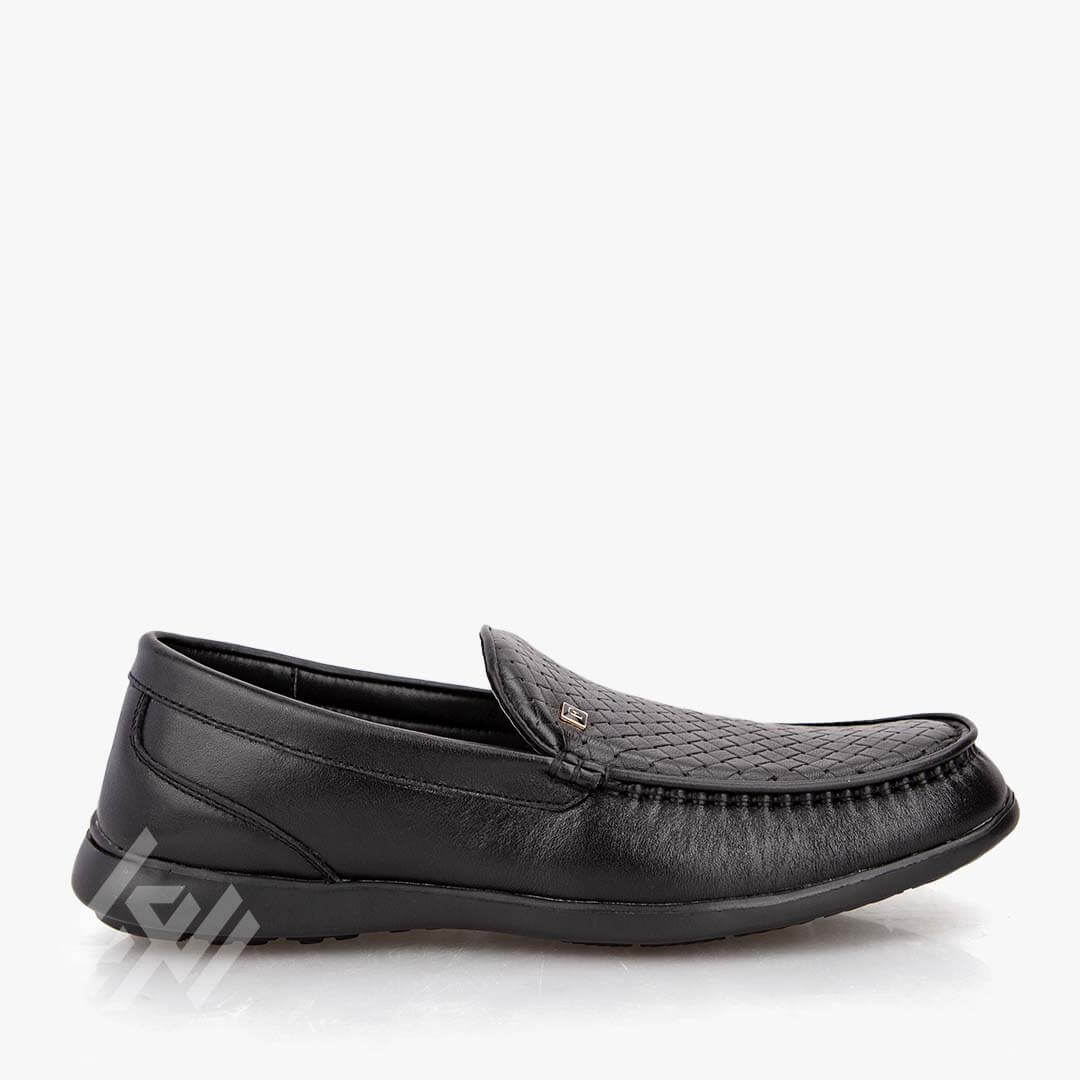 حذاء رسمي جلد أسود بتصميم كلاسيكي