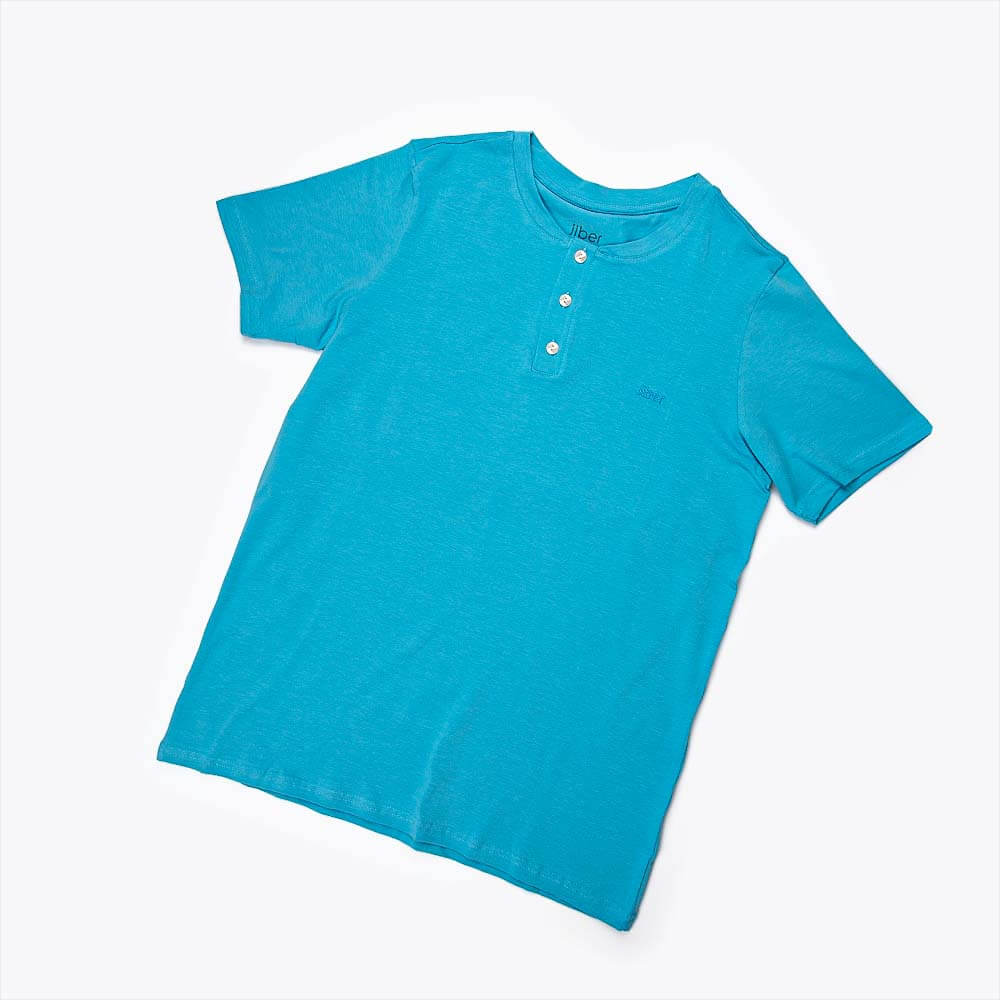 طقم بيجامة قطن من قطعتين تركي سماوي وكحلي