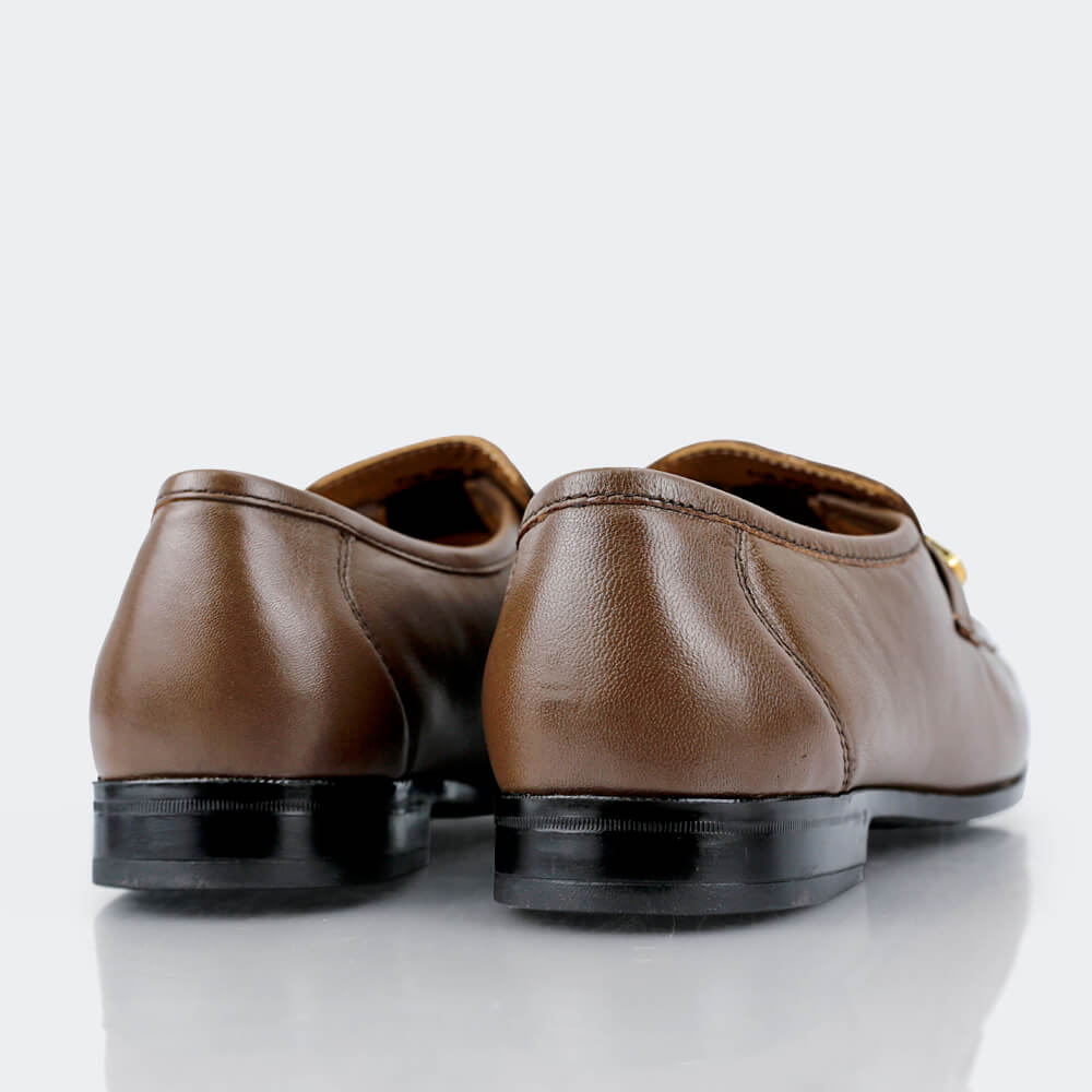 حذاء رسمي كلاسيكي من الجلد الطبيعي البني