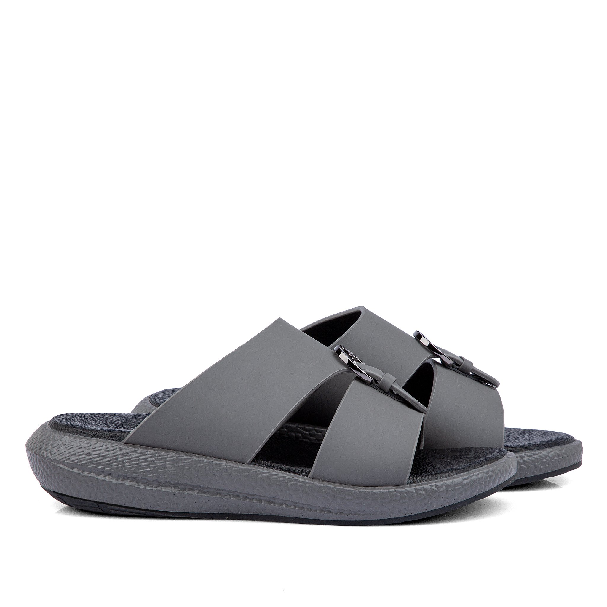 نعال خليجي رمادي غامق بأرضية طبية سوداء