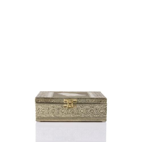 صندوق خشبي نحاسي مستطيل لون نحاسي ( خريطة )