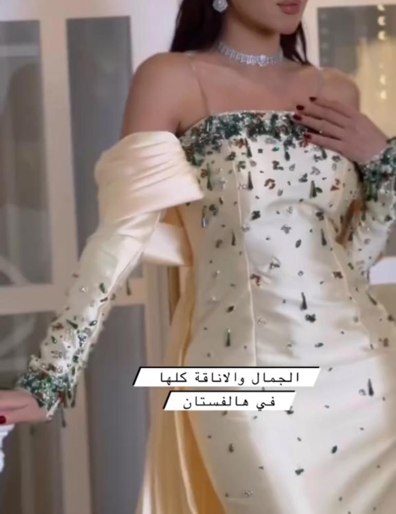 فستان داليا بيج اخضر اكمام طويله