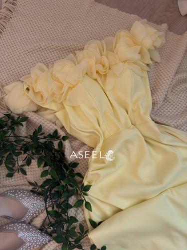 فستان ناعم باربي طويل اصفر