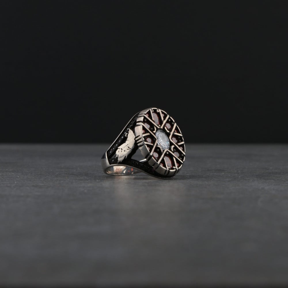 Men's Sterling Silver Ring with Micro Zircon Stones