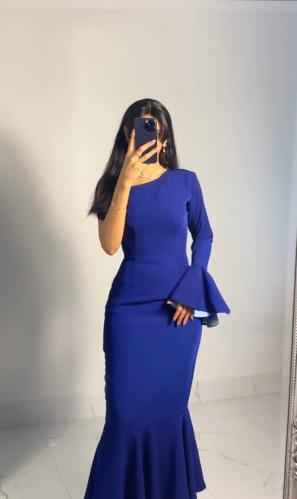 فستان سهرة ازرق ناعم و حلو