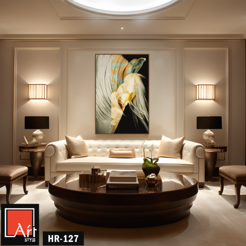 HR-127 " لوحة فنية تجريدية تصور مزيجًا من الألوان...