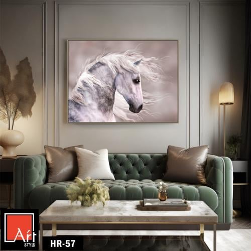 HR-57 " لوحة فنية معاصرة تصور رأس حصان أبيض جميل،...