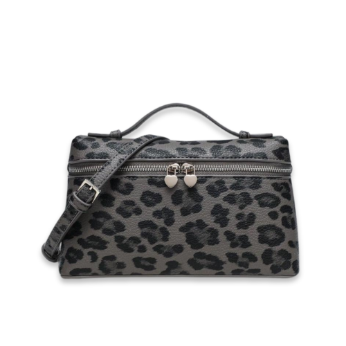 حقيبة جلد تايقر بلون رمادي داكن وأسود