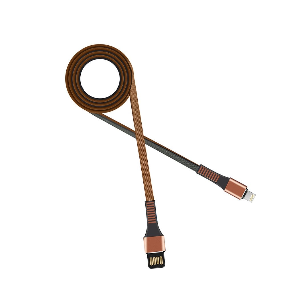 كيبل DZ-IP1GD شحن من داتازون, USB مزدوج من USB A الى كيبل لايتننج, متوافق مع أجهزة  الايفون.  لون بني