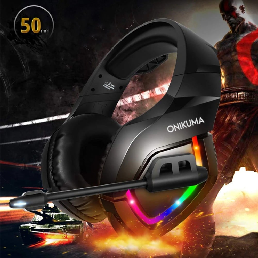 ONIKUMA Wired Gaming Headset With RGB light. Black KB1