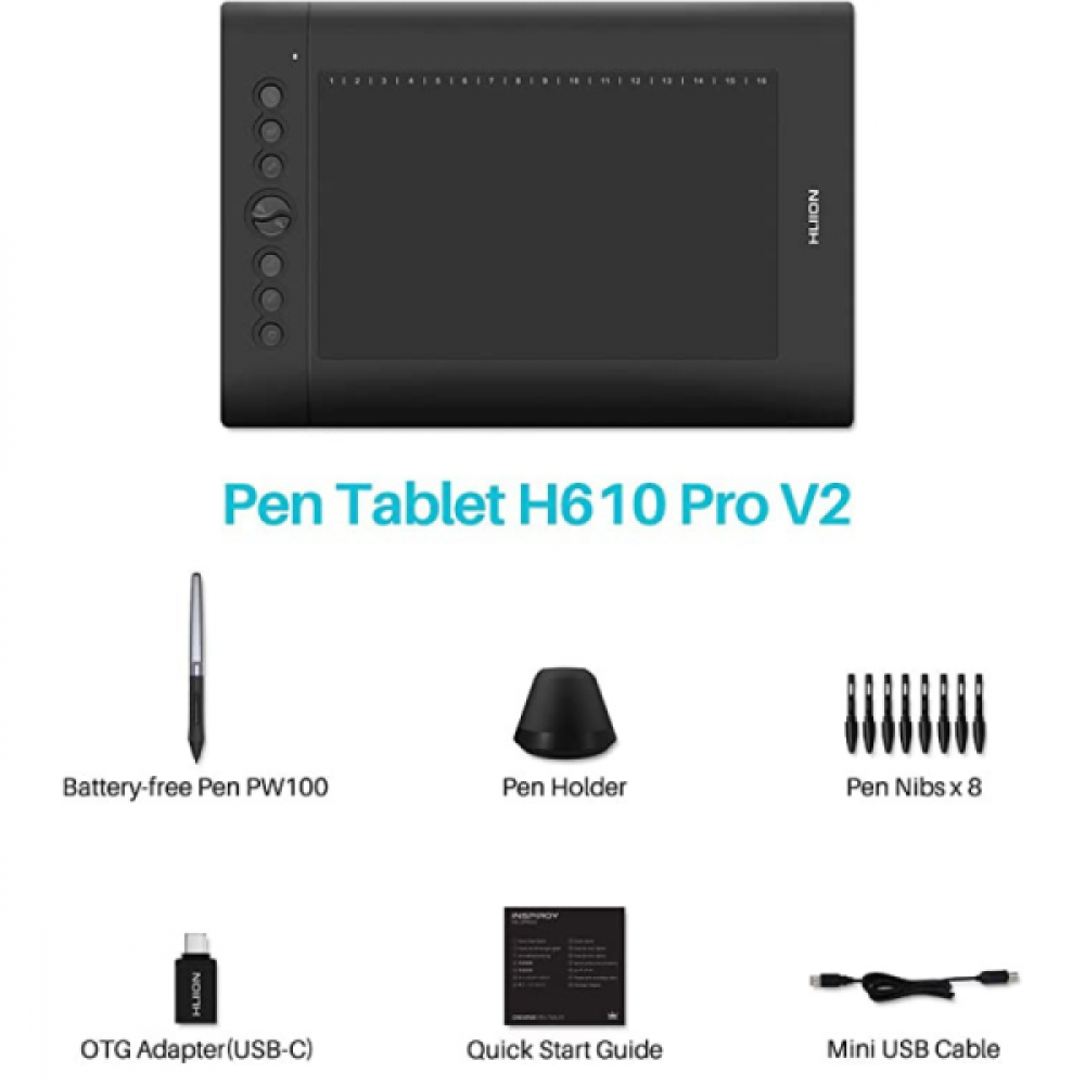 Huion H610 Pro V2 drawing store tablet