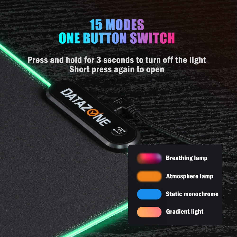 قاعدة ماوس MP1018 RGB سميكة،  داتا زون بتصميم مطاطي مانع للانزلاق