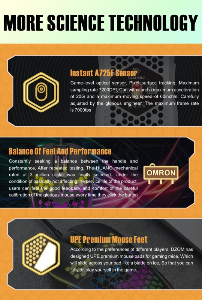 ماوس احترافي (DZOM- G ) اللون الوردي من داتازون مع منفذ USB، تصميم مجوف على شكل خلية نحل يناسب راحة اليد، فائق السرعة
