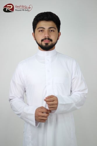 ثوب عادي سادة أبيض D19W