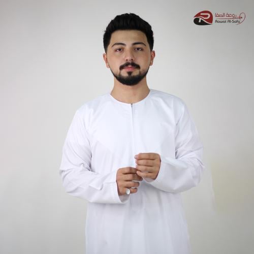 ثوب عماني أبيض سحاب D160