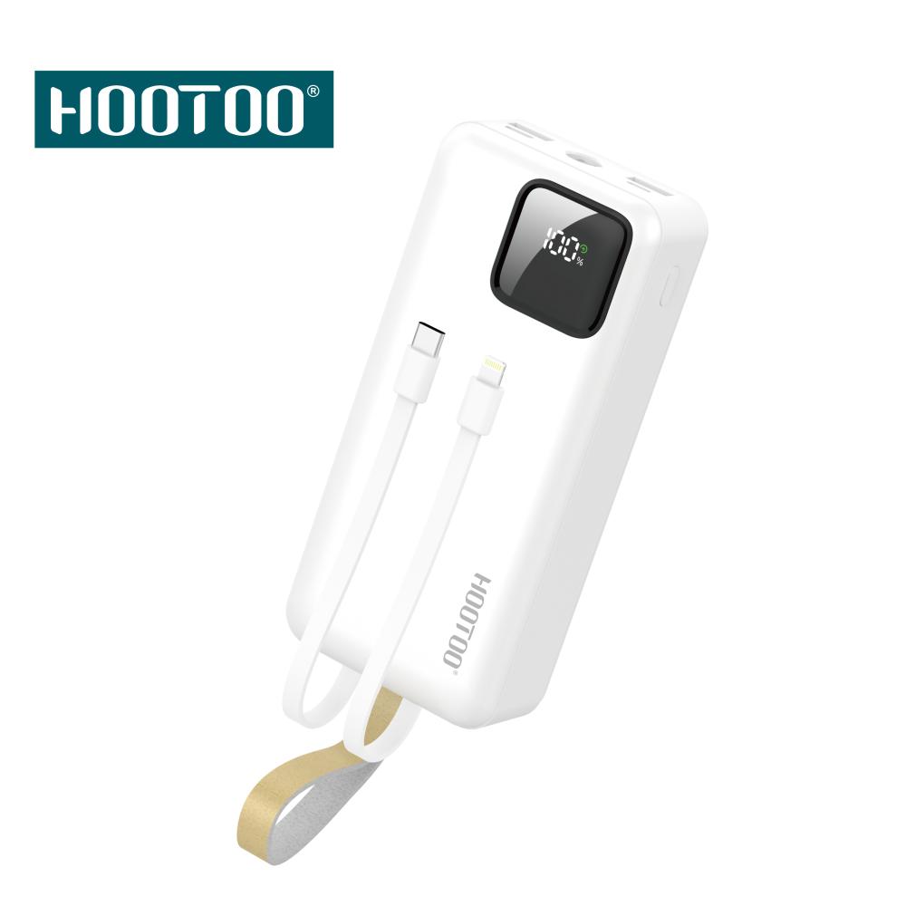 باور بنك بقوة 30000 الف بطارية تخزين من هوتو hootoo عداد تنازلي POWER BANK MX219 لون ابيض