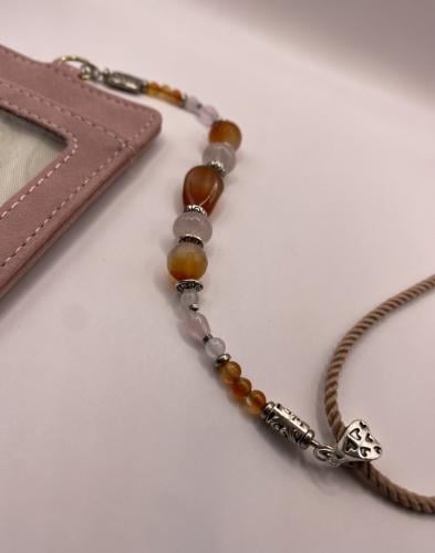 حامل بطاقة روز كوارتز وكارنيليان