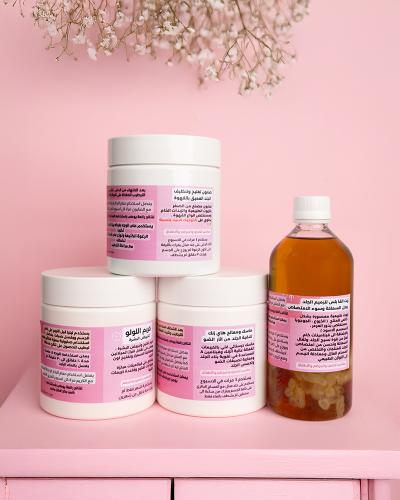 بكج قطن ماس لتبييض الجسم ( كريم . صابون . ماسك . زيت