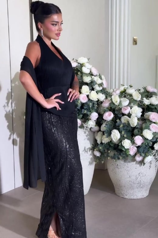 فستان سهرة أسود بتصميم كورسيه فاخر - موديل جوهرة الليل