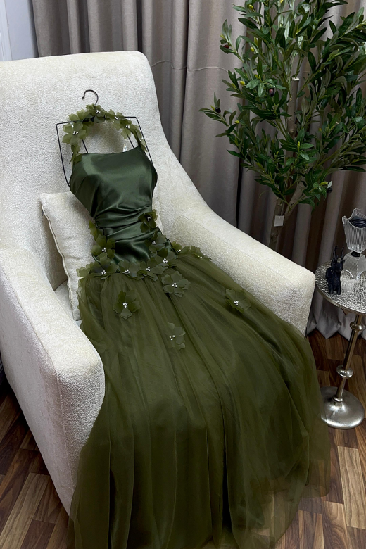 olive green choker dress Floral Choker Satin Cami Maxi Dress in Olive